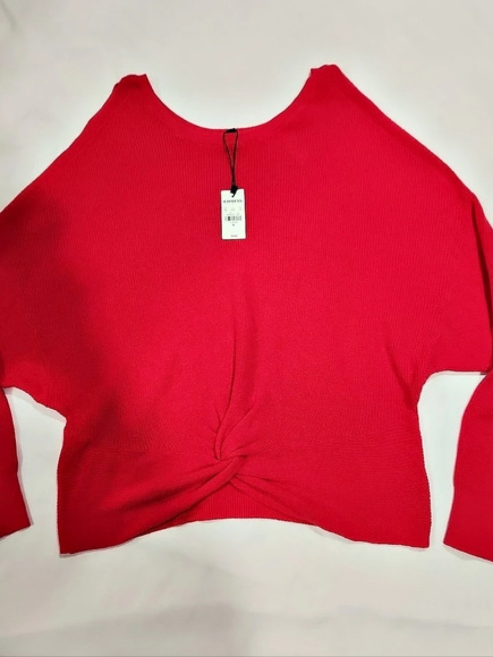 Express Cotton Twist-Front Sweater in Pink Size Medium NWT